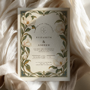 Convites Casamento Botânico de Magnólia de Marfim