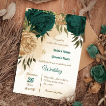 Casamento botânico de ouro verde-esmeralda