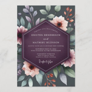 Convites Casamento Botânico de Outono Plum Moody