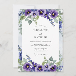 Convites Casamento Botânico de Primavera com Violeta Pensat