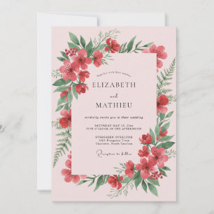 Convites Casamento Botânico de Primavera Rosa Corado Luxuri