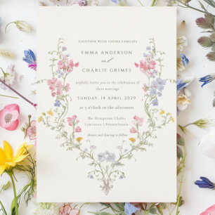 Convites Casamento Botânico de Primavera/Verão com Prado de