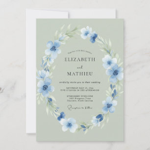 Convites Casamento Botânico de Sage Cornflower Floresta