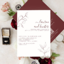 Casamento Botânico de Script Burgundy de Código QR