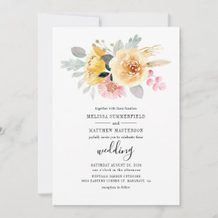 Convites Casamento Botânico De Script De Aquarela Floral