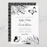 Casamento Botânico de Tinta Caneta Branca Negra