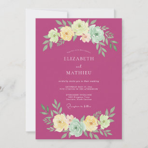 Convites Casamento Botânico de Verão com Fuchsia Gracioso