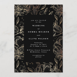 Convites Casamento Botânico Desenhado à Mão Elegante