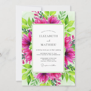 Convites Casamento Botânico Deslumbrante em Fuchsia