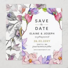 Convites Casamento Botânico Dourado de Jardim Floral Rosa-B