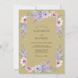 Convites Casamento Botânico Elegante Dourado