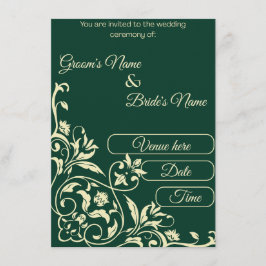 Convites Casamento Botânico Elegante em Verde Esmeralda e D