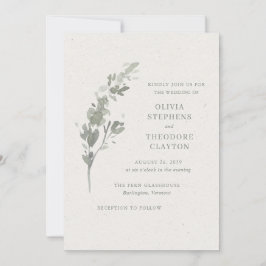 Convites Casamento Botânico Elegante em Verde Sage Moderno