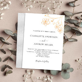 Convites Casamento botânico elegante floral de ouro branco