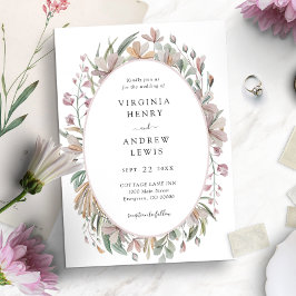 Convites Casamento Botânico Elegante Floral Rosa