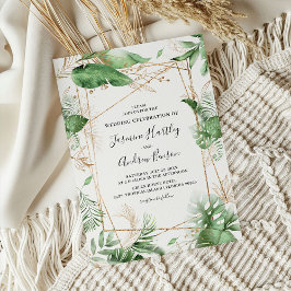 Convites Casamento Botânico Elegante Folhagem de Verão & Do
