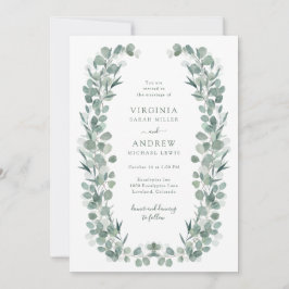 Convites Casamento Botânico Elegante Russo Eucalyptus