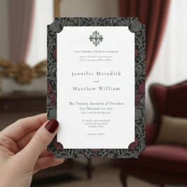 Convites Casamento Botânico Elegante Vintage Gótica