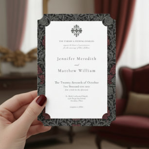 Convites Casamento Botânico Elegante Vintage Gótica