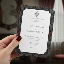 Convites Casamento Botânico Elegante Vintage Gótica