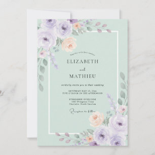 Convites Casamento Botânico em Aquarela Verde Menta
