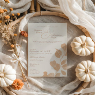 Convites Casamento Botânico entre Ivory e Terracotta