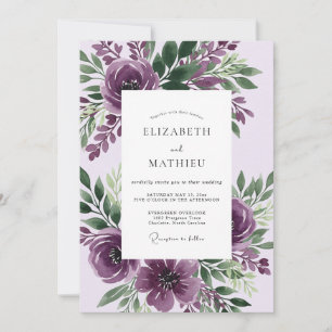 Convites Casamento Botânico Esmagadoramente Roxo