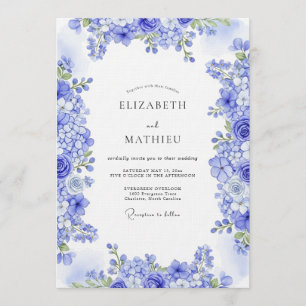 Convites Casamento Botânico Etéreo Azul