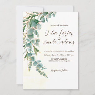 Convites Casamento Botânico Eucalyptus Green Folhas Wreath