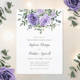 Convites Casamento Botânico Eucalyptus Rosas Roxos