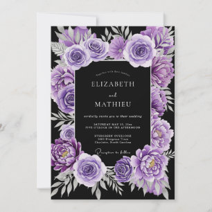Convites Casamento Botânico Exquisito Roxo