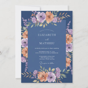 Convites Casamento Botânico Exuberante Azul Marinho