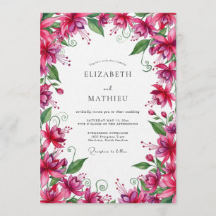 Convites Casamento Botânico Exuberante Fuchsia