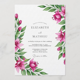 Convites Casamento Botânico Exuberante Magenta