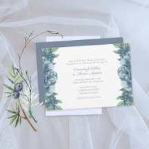 Casamento Botânico Floral Azul Empoeirado