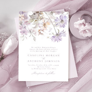 Convites Casamento Botânico Floral Boho Elegante Roxo