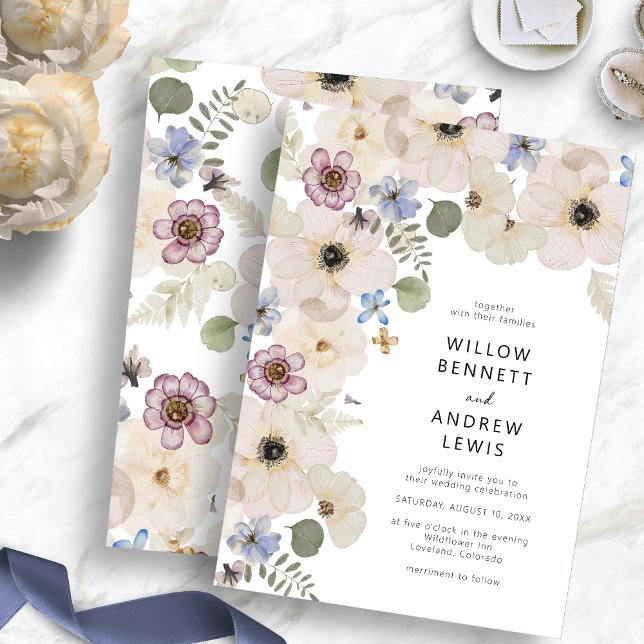 Convites Casamento Botânico Floral Boho Moderno (Modern Botanical Floral Boho Wedding Invitation by Painted Paperie
)