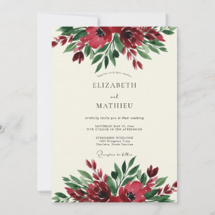 Convites Casamento Botânico Floral Borgonha