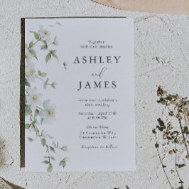 Convites Casamento Botânico Floral Branco Magnífico