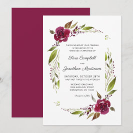 Convites Casamento Botânico Floral Burgundy
