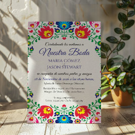 Convites Casamento Botânico Floral Colorido Fiesta Espanhol