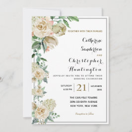 Convites Casamento Botânico Floral de Aquarela Elegante