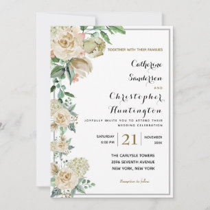 Convites Casamento Botânico Floral de Aquarela Elegante
