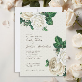 Convites Casamento Botânico Floral de Creme Branco Elegante