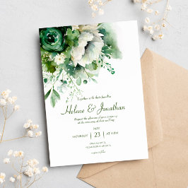 Convites Casamento Botânico Floral de Emerald Green