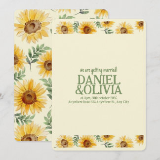Convites Casamento Botânico Floral de Sunflower Eucalyptus