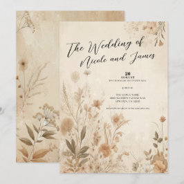 Convites Casamento Botânico Floral Delicado Vintage Boho 