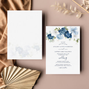 Convites Casamento Botânico Floral Dusty Blue Greenery