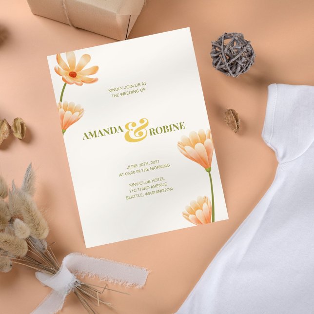 Convites Casamento Botânico Floral Elegante (Criador carregado)