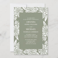 Casamento botânico floral elegante em verde sálvia